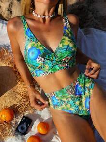 Swim Vcay Bộ đồ bơi 2 mảnh nữ Xuân/Hè 2026, họa tiết hoa thời trang, gợi cảm và tôn dáng, phù hợp cho khu nghỉ dưỡng suối nước nóng, bikini đi biển mùa hè, đồ bơi nâng ngực cho nữ, bộ bikini, trang phục đi nghỉ mát cho nữ. - Nhiều màu - Xem 5