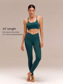 GLOWMODE Leggings Cruzados Featherfit™ De 24" - Verde Oscuro - Ver 4