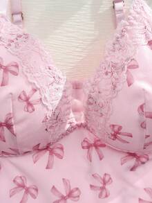 Eraneu Romantic Lace Patchwork Print Camisole - Pink - View 9