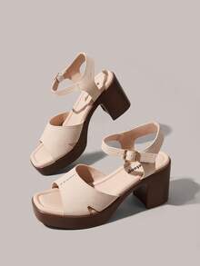 Styleloop Giày sandal nữ mũi vuông đế PU chất liệu nỉ mềm mại, thời trang, đơn giản, thoáng khí và thoải mái, có khóa cài, thích hợp cho các buổi tiệc và liên hoan hàng ngày, kiểu dáng bohemian, mang đến không khí nghỉ dưỡng, trang phục mùa hè, vật dụng không thể thiếu khi đi du lịch. - Màu be - Xem 6