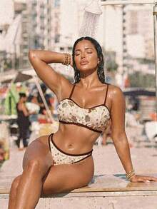 Swim SXY 2026 New Summer Beach Vacation Sequin Contrast Color Sexy Bikini Set, Suitable For Beach And Vacation, Plus Size Swimwear Set - Multicolor - View 5