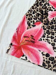 SHEIN 少女度假风印花不对称肩部荷叶边修身迷你连衣裙，夏季 - 彩色 - 查看 5