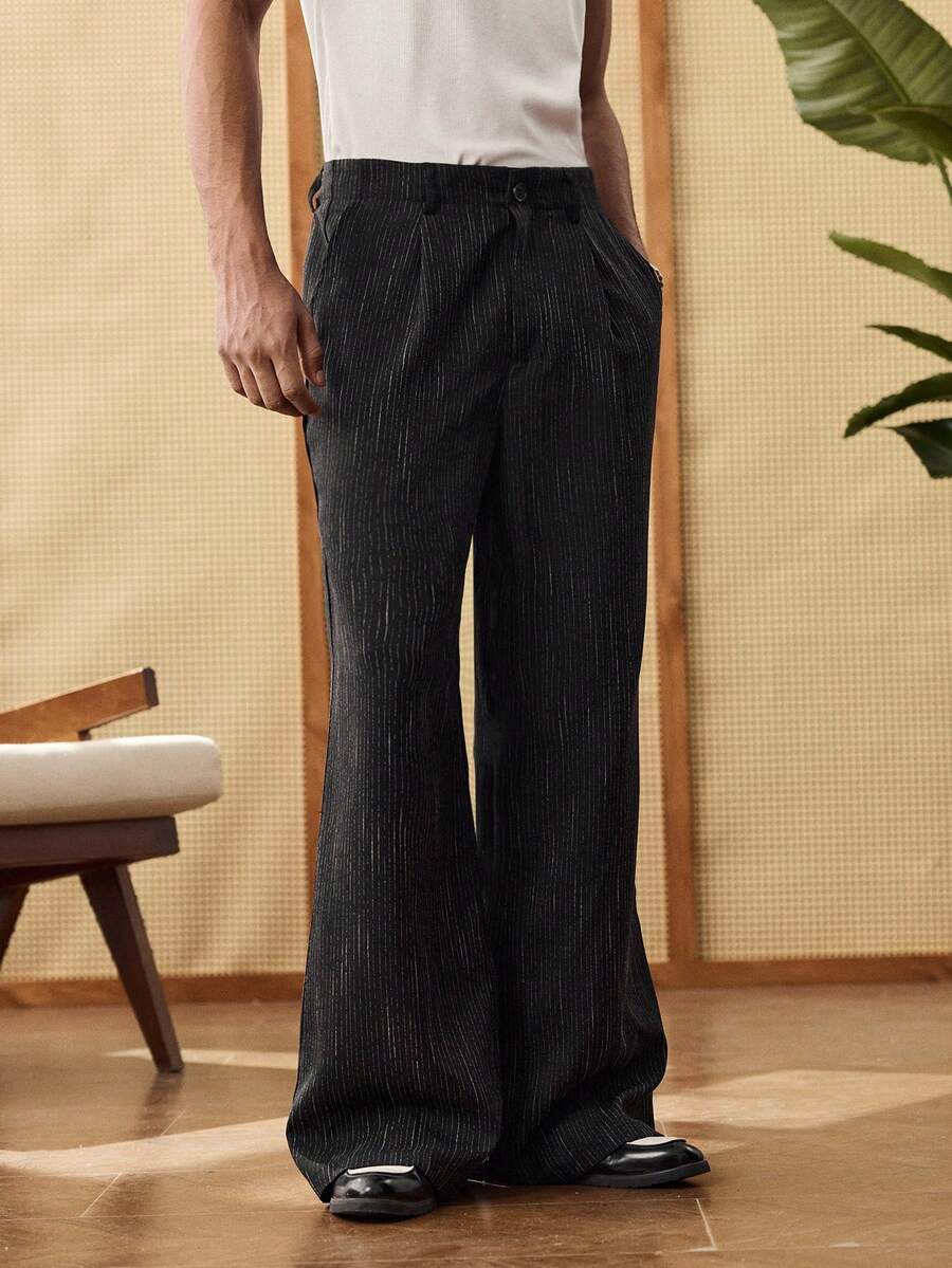SWAVVY Men's Pleated Pocket Casual Loose Everyday Pants - Black - View 1