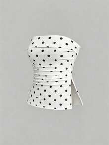 SHEIN Elenzya Áo ống chấm bi dáng rộng, đa năng dành cho nữ cỡ lớn - Nhiều màu - Xem 4