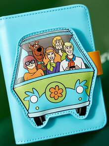 SCOOBY-DOO X SHEIN 1/1 Set Of PU Leather Cartoon Character Pattern Printed Passport Holder And Luggage Tag, Can Store Passports, Boarding Passes, Including Two Card Slots, Suitable For Men, Women, Teenagers, Suitable For Travel, Adventure, Adventure Vehicles - Blue - View 4