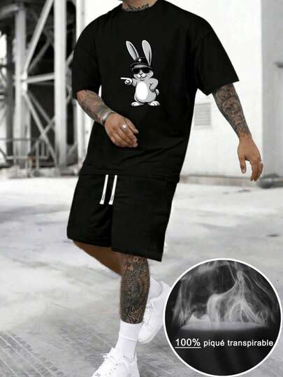 Hombre002ZDy007 Conjunto Corto Hombre Envío Desde México, Camiseta Y Pantalón Corto Negros Transpirables, Diseñado Para Gimnasio, Baloncesto, Fútbol Y Running, Material Ligero Con Comfort Constante