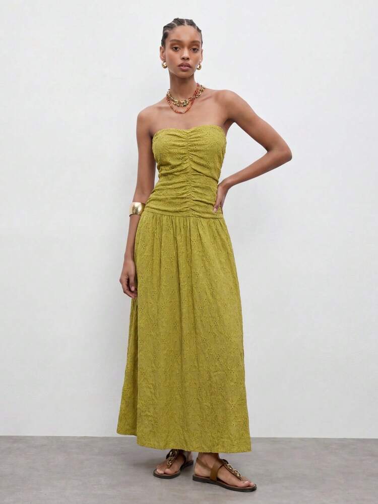 SHEIN Maija Vestido casual de vacaciones para mujer de unicolor con jacquard