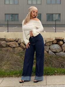 Jeta Ari 女士休闲新款时尚经典蓝色直筒牛仔裤，带口袋 - 寶藍色 - 查看 5