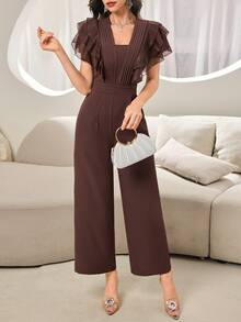 Modelyn Mono informal de mujer de unicolor con panel de malla, para uso diario - Café integral - Ver 4