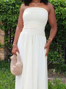 Steph T Women's Casual Long Dress In Beige Color, Summer,Butter Yellow Dress - Apricot - View 4