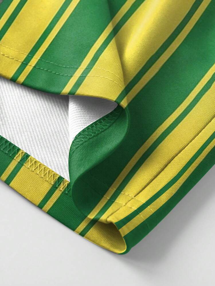 Manfinity EMRG Men's Vintage Street Style No.10 Brazilian Flag & Text Graphic Round Neck T-Shirt Set - Multicolor - View 6