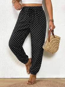 SHEIN Frenchy Quần dài chấm bi cỡ lớn kiểu dáng thường ngày - Nhiều màu - Xem 1