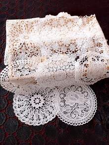 Cirelle 1pc Elegant Floral Embroidered Lace Placemats - Handmade Style Floral Doilies - Shabby Chic Table Coasters - Multicolor - View 6