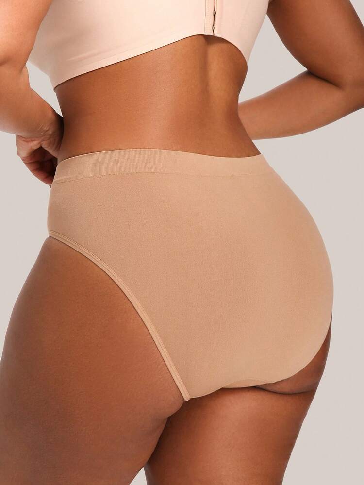 Barelissa 5pcs Multicolor Seamless Panties Mid Waist Women's Plus Size Briefs White Comfortable Breathable Lifting Buttock High Elasticity Panty Panties Soft Breathable Underwear Women Summer Curve - Multicolor - View 2