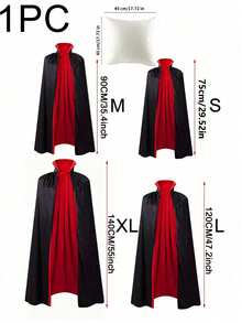 Halloween Vampire Cloak Red And Black Double Collar Death Cloak Death Cloak Pirate Cloak Witch Cloak Costume Props - 黑紅 - 查看 6