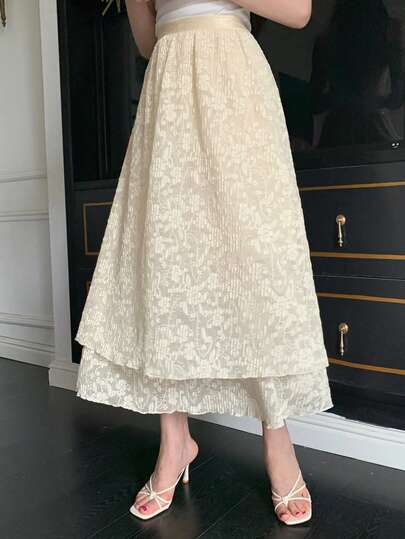 DAZY 宽松休闲度假风米色女式半身裙，春夏款