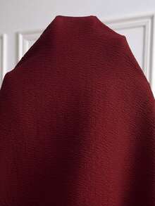 SHEIN LUNE Gaun Kasual Tanpa Lengan Leher Bulat Warna Polos Motif Bunga untuk Wanita Ukuran Besar - Burgundy - View 6