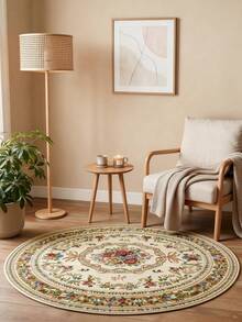 1pc Jacquard Woven Round Area Rug, European Farmhouse Style Home Decor Carpet, Suitable For Room, Bedroom, Bedside, Table & Chair, Machine-Woven Pattern, No Odor, Medium Thickness, Suitable For All Seasons, Easy To Fold And Store, Convenient To Clean - Multicolor - View 14