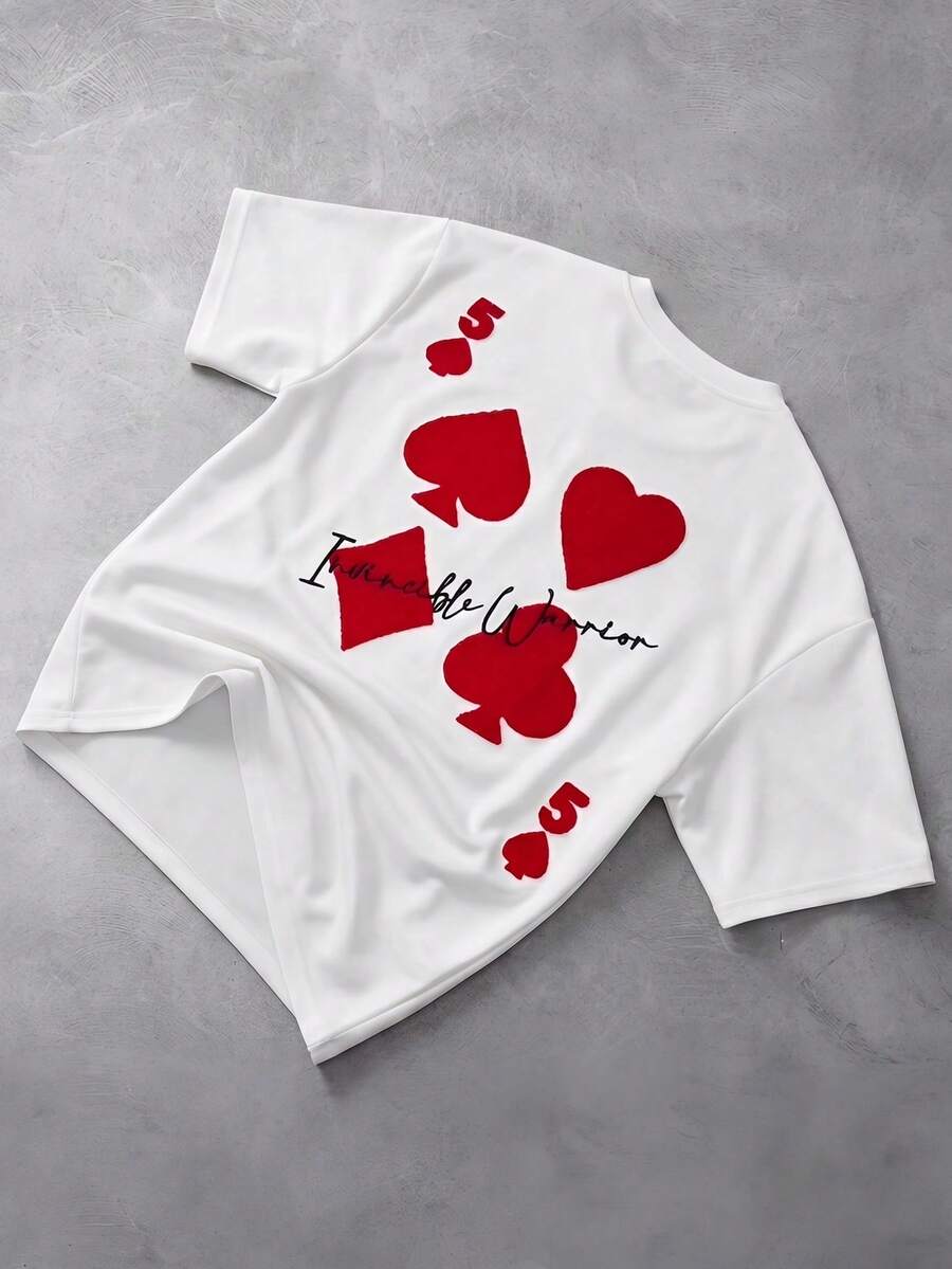 PAVTROS Men's Street Letter Embroidered T-Shirt - White - View 1