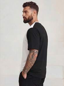 Manfinity Homme Plus Size Men's Casual Colorblock T-Shirt, Summer - Multicolor - View 2