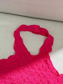 SHEIN Niedliches und lässiges Set für Baby Mädchen Einfarbig, dehnbarer Ripp-Tank-Top mit elastischen Taille Shorts - Pink - Übersicht 3