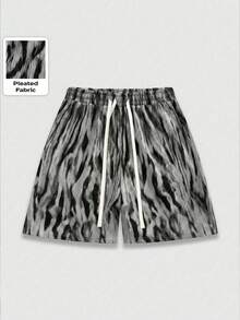ROMWE MEN Street Life Men's Animal Print Drawstring Waist Loose Shorts - Multicolor - View 7