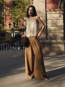 Nöista Áo hai dây dáng rộng, phối ren xoắn tương phản, thích hợp cho kỳ nghỉ hè ở bãi biển dành cho nữ. - trắng - Xem 5