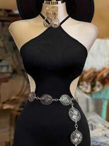 Women's Open Shoulder Hollow Out Bodycon Party Dress, Suitable For Gatherings - Black - View 4