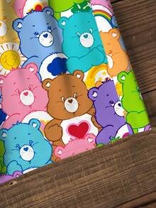 SHEIN X Care Bears Bộ đồ thường ngày cho bé gái gồm áo thun ngắn tay cổ tròn in chữ và hình gấu, kết hợp với quần short. - trắng - Xem 3