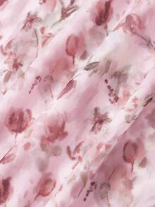 SHEIN MOD Damen Große Größen Vintage Blumenmuster Kleid mit Knoten und Raffung, Blush Rosa, Sommer, Kurven, Formell, Party, Hochzeitsgast Tee Party Cottagecore Milchmädchen Kleid - Verschiedenfarbig - Übersicht 5