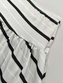 Rina Fox 女士春夏条纹迷你裙，粉色条纹复古Y2K可爱性感度假风约会音乐节时尚街头休闲迷你裙 - 灰色 - 查看 3