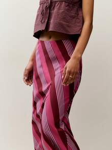 Falda larga a rayas. Las llamativas rayas diagonales y el bajo a todo lo largo. Ideal para primavera, verano, vacaciones, como cubridor, ropa de playa, y para el día a día. - Multicolor - Ver 4