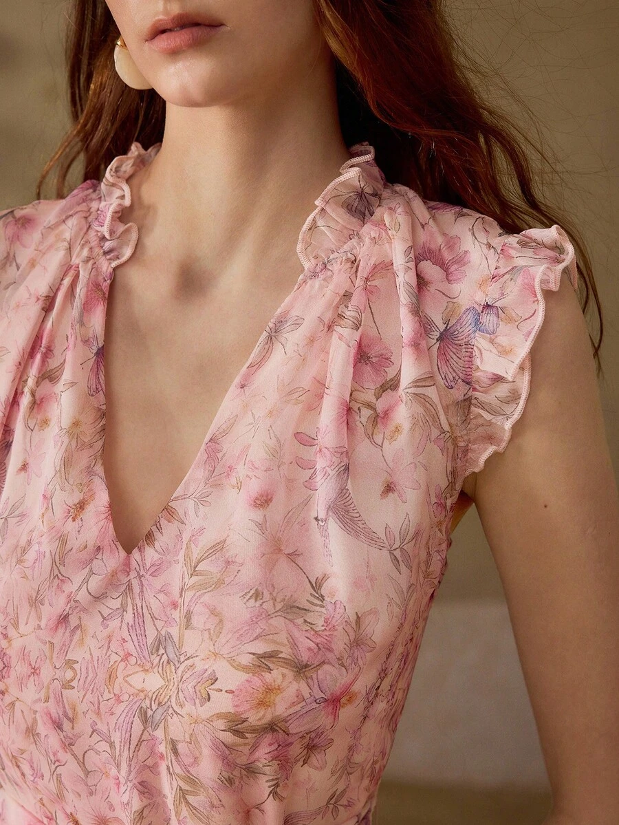 MOTF PREMIUM 女士优雅碎花雪纺连衣裙 - 彩色 - 查看 1