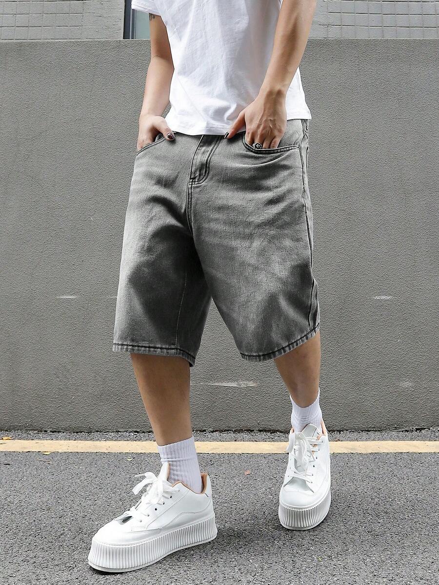 Manfinity EMRG Men's Fashionable Casual Pocket Denim Shorts - Grey - View 1