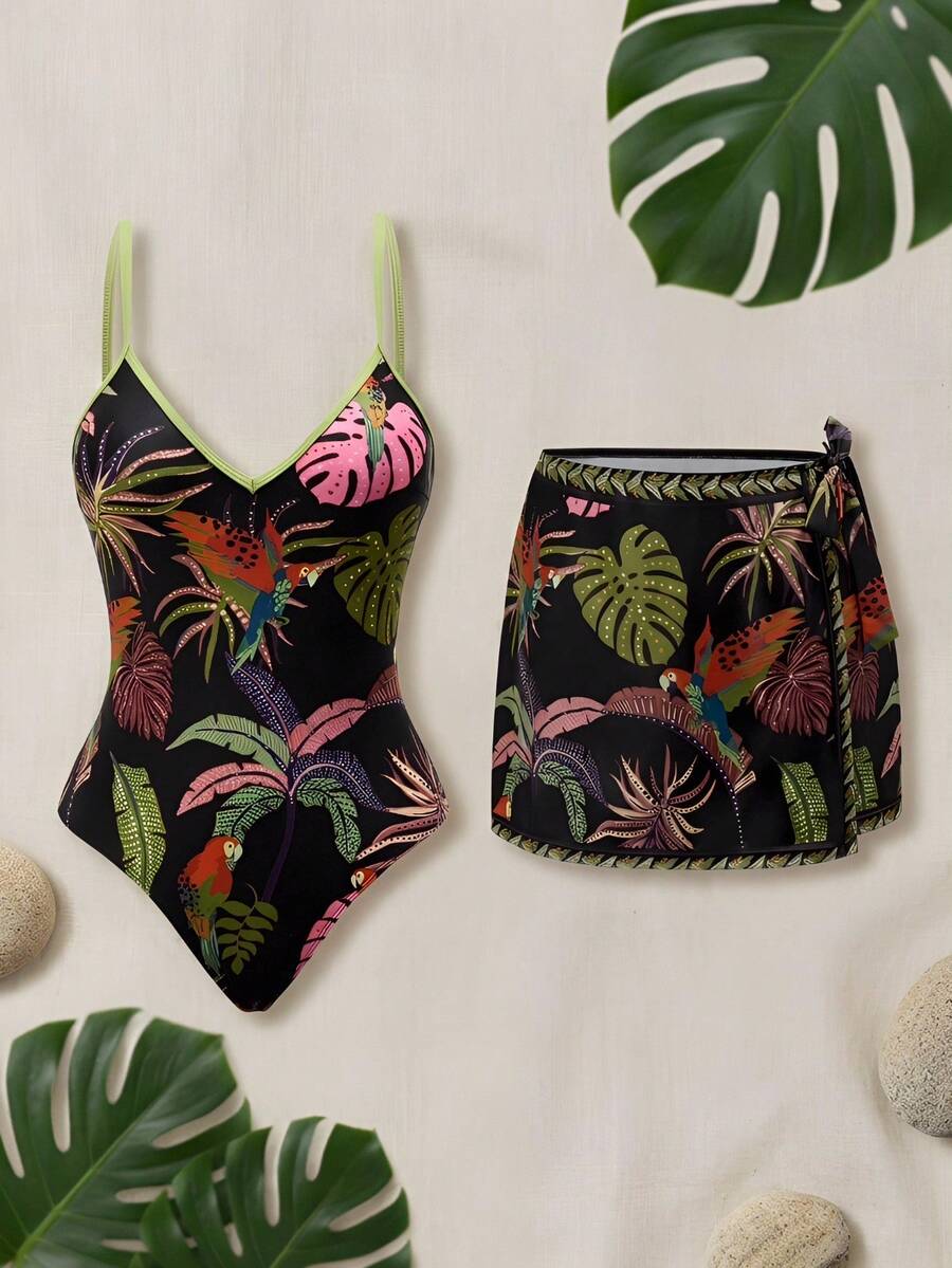 Swim Oasis 女士印花撞色连体衣 - 彩色 - 查看 1