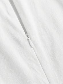 SHEIN Tall CURVE 加大码女士黑色褶皱阔腿宽松连体裤，配腰带 - 白色 - 查看 3
