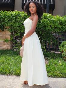 Steph T Women's Casual Long Dress In Beige Color, Summer,Butter Yellow Dress - Apricot - View 3
