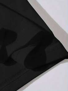 Manfinity Dauomo 男士休闲字母鸽子印花圆领短袖T恤，夏季 - 黑色 - 查看 5