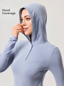 OutZeal Áo hoodie nữ mặc ngoài trời, chất liệu co giãn mềm mại, ôm sát, thích hợp cho sinh hoạt hàng ngày. - Màu xanh lam - Xem 4