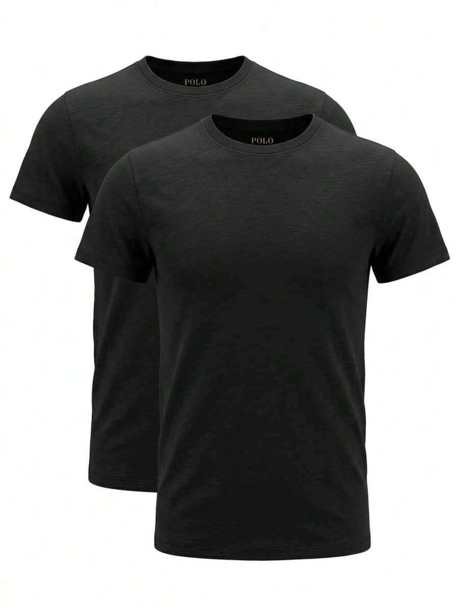 2 Pack Men's T-Shirts Black - 黑色 - 查看 1