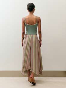 Nöista 条纹中长裙，采用轻盈透气的面料，垂坠感好，配有舒适的松紧腰带。非常适合泳池边休闲、海滩早午餐、轻松的夏日旅行、音乐节、春季、泳池边造型、假日和度假穿搭。 - 粉色 - 查看 2