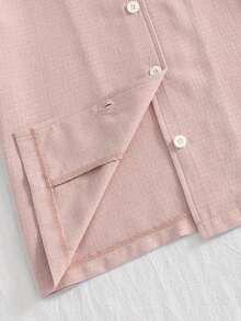 Bộ 2 món cho bé gái tuổi teen: áo cardigan cổ bẻ tay ngắn và quần dài thoải mái, đồ mặc nhà. - Bụi hồng - Xem 5