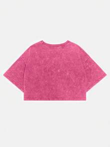 Comfortcana 100% Cotton Washed Basic Short Sleeve T-Shirt - Pink - View 8