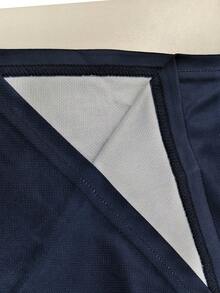 Gym Rark Men's Contrast Trim Letter Print Round Neck Sports Tank Top, Summer, Gym - Navy Blue - View 5