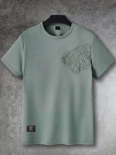 GENTILAND Men's Casual Solid Color Embossed Short Sleeve T-Shirt, Summer