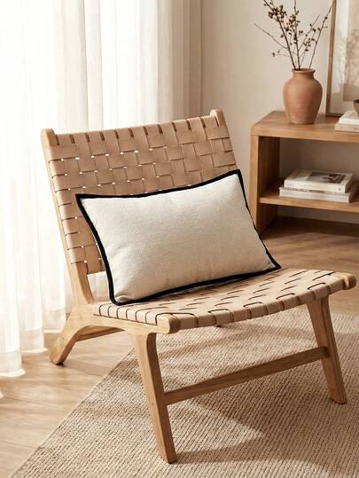 1个枕套（不含枕芯），四季皆宜，家居装饰抱枕套，适用于沙发、户外靠垫，农舍风格亚麻质感包边枕套，柔软舒适。