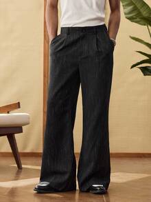 SWAVVY Men's Pleated Pocket Casual Loose Everyday Pants - Black - View 6