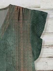 EMERY ROSE Áo nữ cỡ lớn, kiểu dáng thường ngày, thoải mái, cổ chữ V, tay ngắn, phong cách nghỉ lễ, thanh lịch, cổ điển châu Âu, họa tiết hoa, dáng rộng, trang phục mùa hè cho nữ, trang phục đi nghỉ mát cho nữ. - màu xanh lá - Xem 3