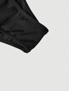 SHEIN MOD Women's Sexy Contrast Lace Halter Backless One-Piece Swimsuit, Summer Vacation - Black - View 7