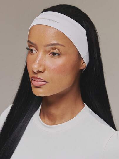 Musera Sport 1条时尚简约户外运动吸汗健身白色弹力女士头带